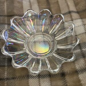 Vintage Iridescent Glass Flower Bowl